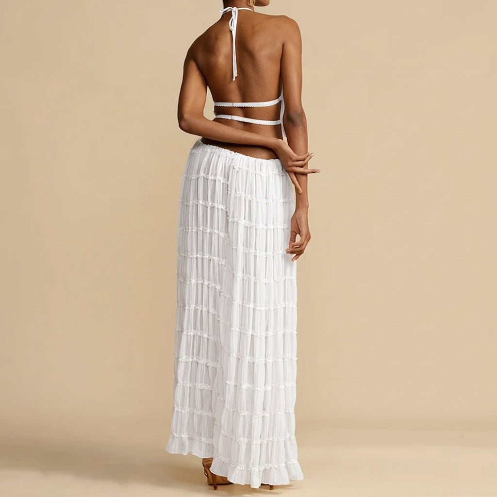 Conjunto Capri — Set de dos piezas con top halter y falda larga de tul