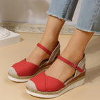 Sandalias Ibiza — Sandalia de cuña con hebilla al tobillo