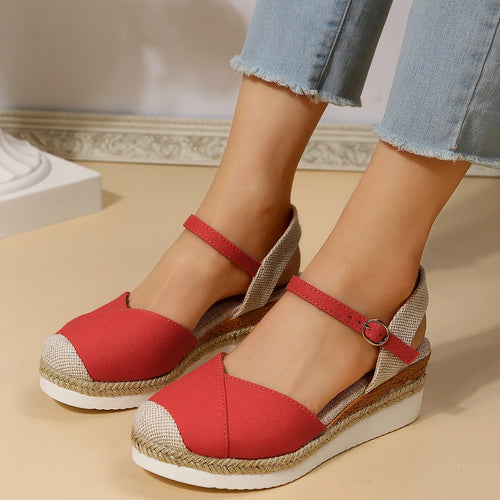 Sandalias Ibiza — Sandalia de cuña con hebilla al tobillo