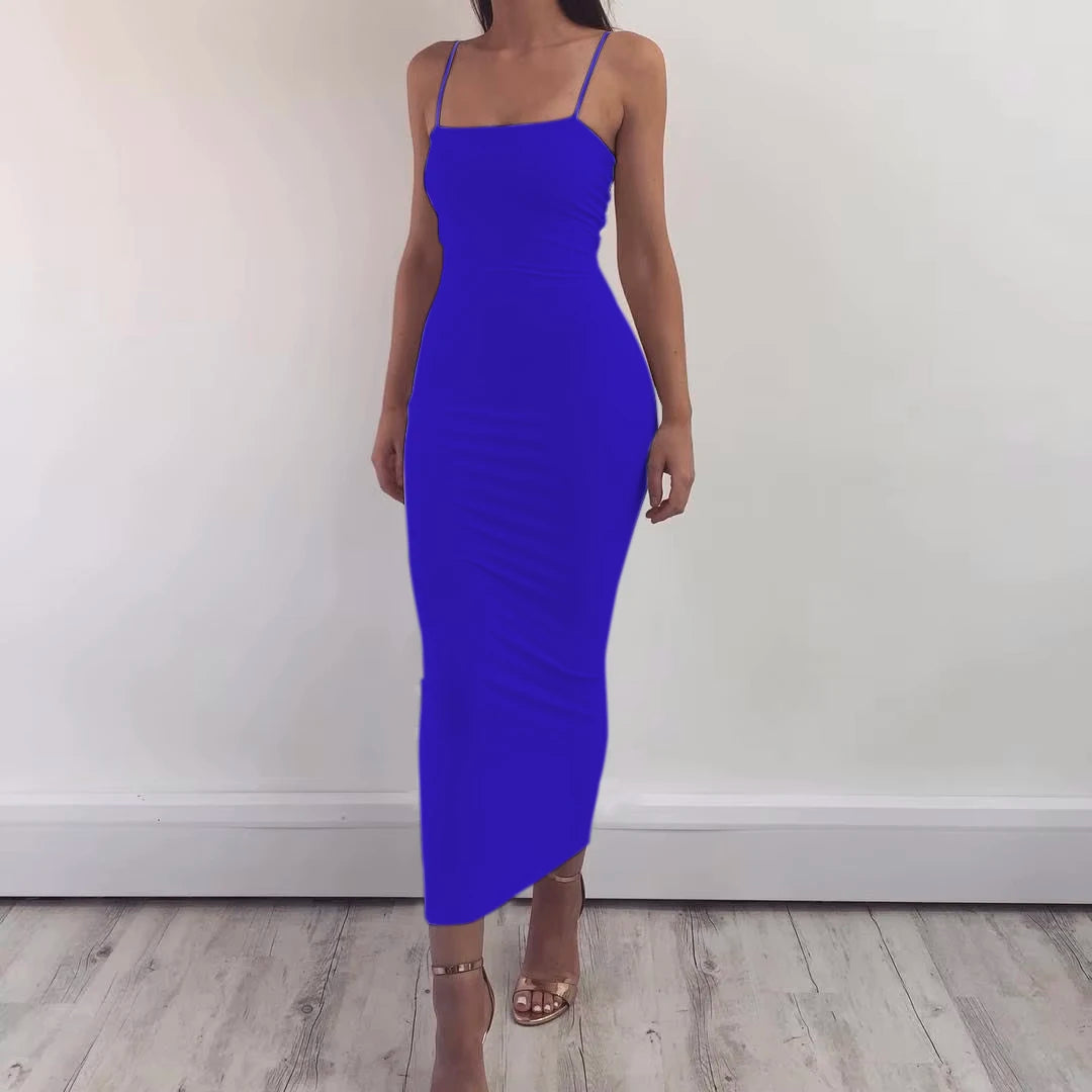 JZ461 New Summer Women's Dress Long Sling Dresses Club Sexy Suspender Dress