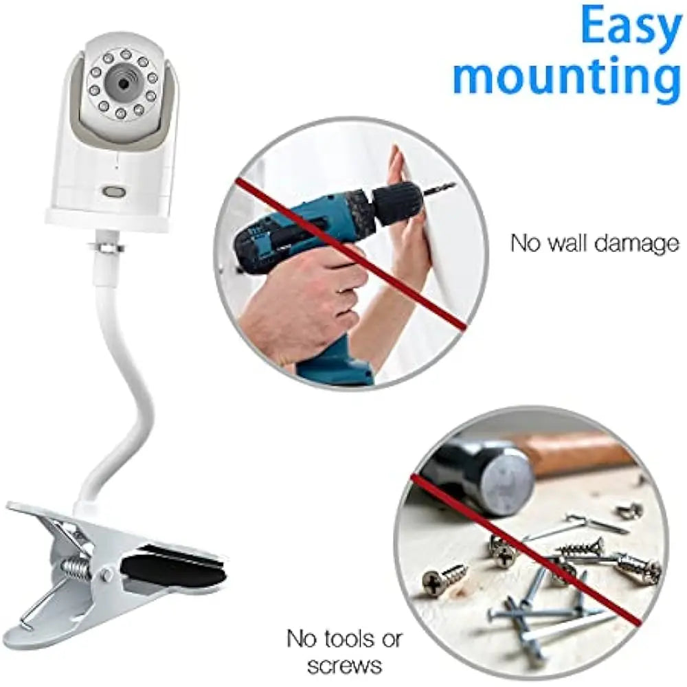 Flexible Baby Monitor Mount Baby Camera Holder 1/4 Screw Clip Hose Holeless Mounting CCTV Baby Camera Mount Without Tools
