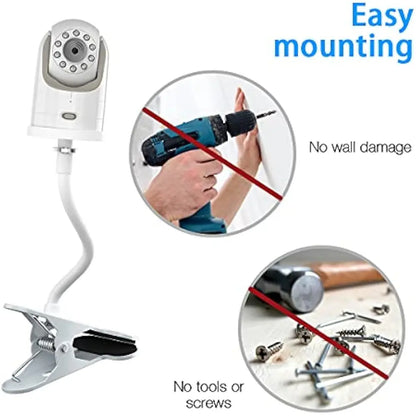 Flexible Baby Monitor Mount Baby Camera Holder 1/4 Screw Clip Hose Holeless Mounting CCTV Baby Camera Mount Without Tools